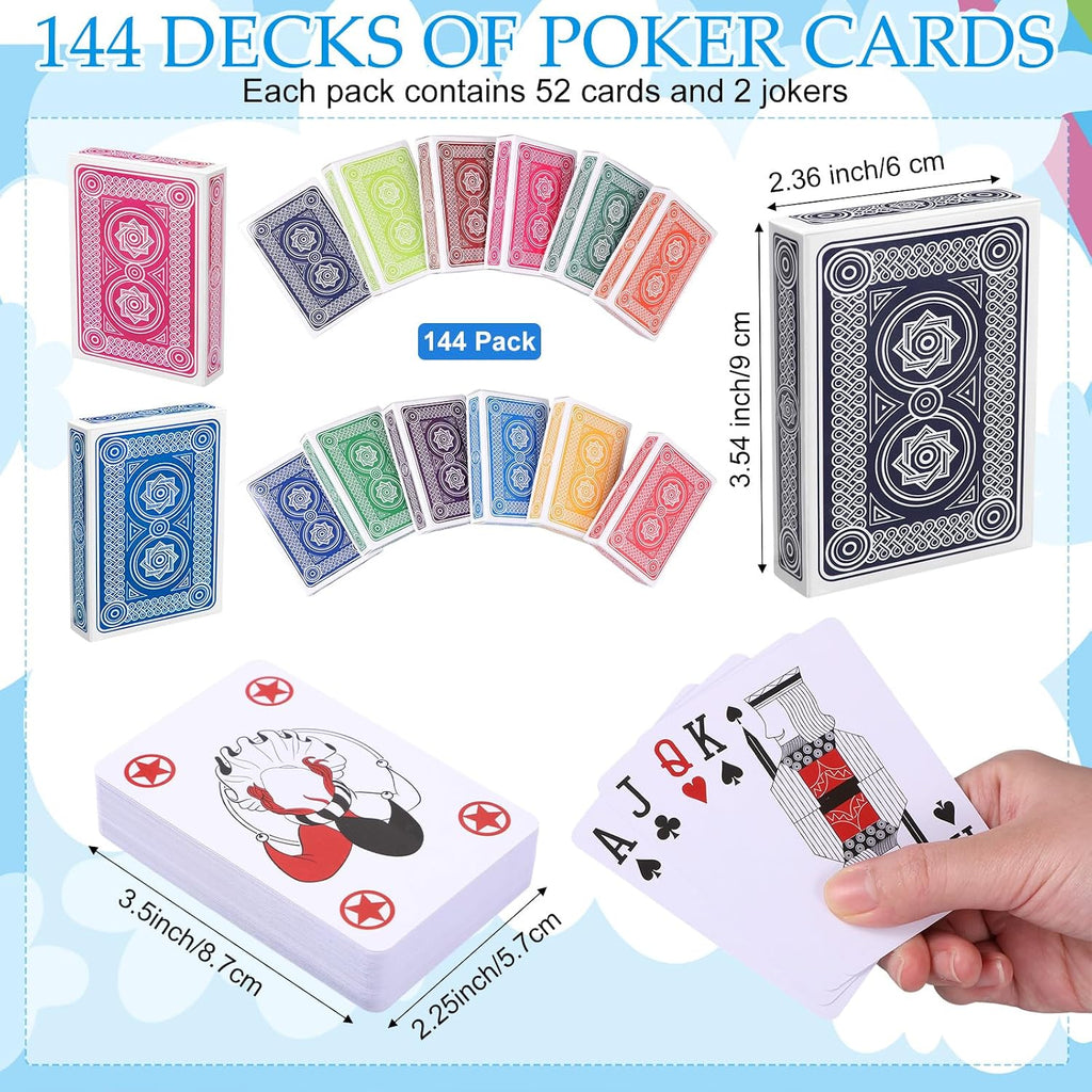 Zubebe Paquete de 144 barajas de cartas a granel, 12 colores, multicolor