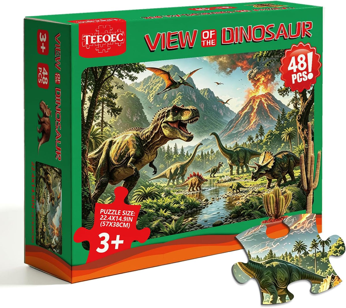 Rompecabezas de dinosaurios para niños, rompecabezas de 48 piezas
