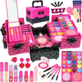 Kit de maquillaje para niñas – 52 piezas de maquillaje seguro y lavable para niños, kit de maquillaje real para niñas, kit de maquillaje para niñas con estuche de cosméticos, juguetes para niñas de 4