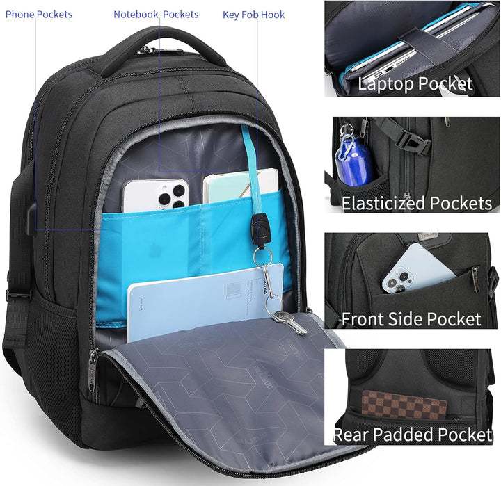 DUSLANG Mochila de viaje para laptop de trabajo con puerto de carga...