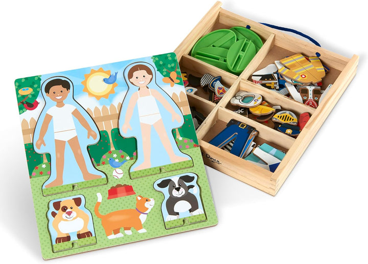 Melissa &amp; Doug Muñecas de Madera Magnéticas de Vestir de Oficio...