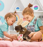 DolliBu Animal de peluche de alce de pie, juguete de peluche suave para abrazar, adorable regalo de abrazo, muñeca de alce súper suave para niños y adultos, 8 pulgadas