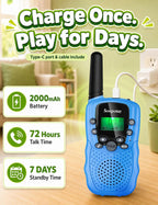 Rechargeable Walkie Talkies para Kids 3 Pack, Walkie Talkie Toys para Girls Boys, Outdoor Toys/Outside Camping Games para Kids Age 4-8-12, Birthday Gifts para 4 5 6 7 8 9 10 Year Old (Blue Pink Green)