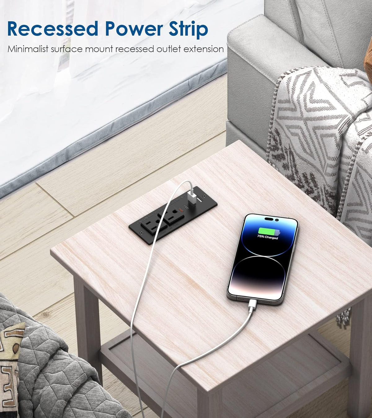 Regleta de enchufes empotrada con USB C de 30 W