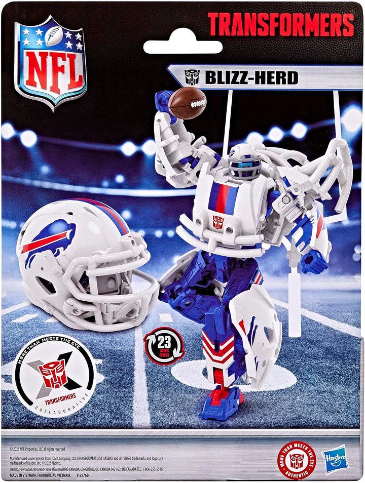 Transformers NFL Buffalo Bills Blizz-Herd, figura de acción de robo...