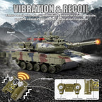 1/24 RC Battle Tank Set, control remoto USA M1A2 y Ger Leopard II Army Toy que dispara, juguete modelo tanque 2.4G para niños a partir de 8 años con efectos de sonido, luces y humo