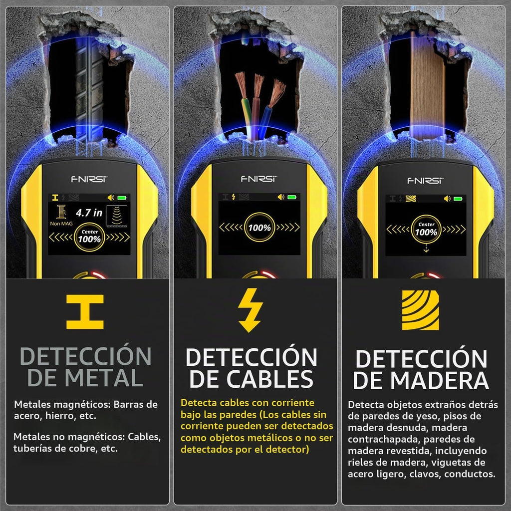 Detector de Vigas de Pared FNIRSI - Detector electrónico de pernos FNIRSI actualizado WD-02 con pantalla TFT y chip HPC, escáner de pared con orificio de posicionamiento para el centro y el borde de