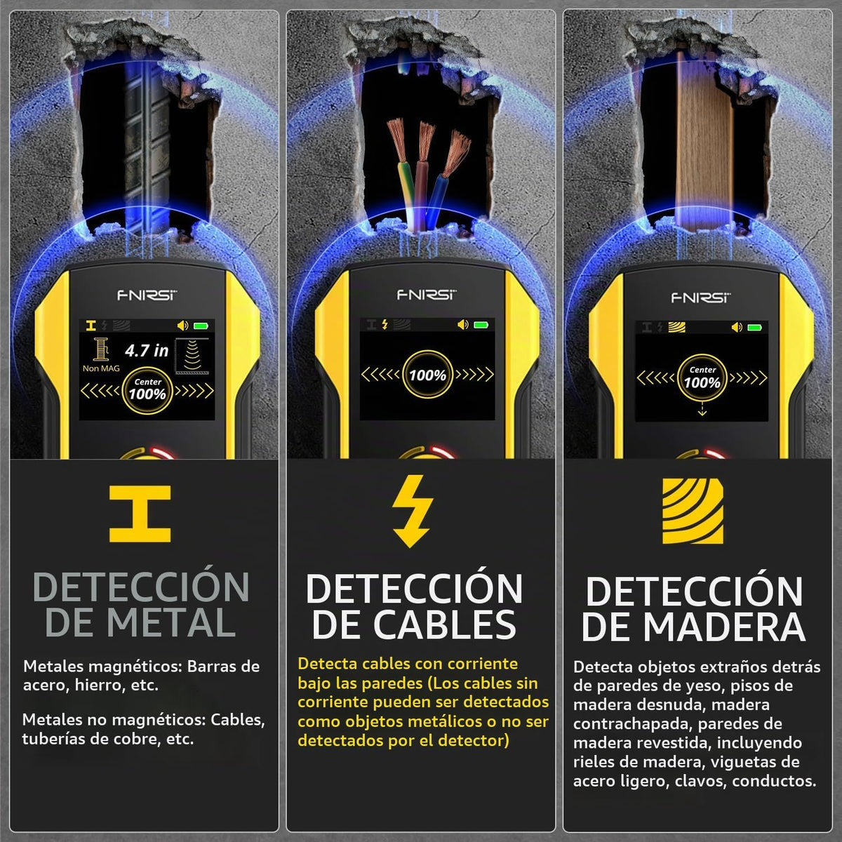 Detector de Vigas de Pared FNIRSI - Detector electrónico de pernos FNIRSI actualizado WD-02 con pantalla TFT y chip HPC, escáner de pared con orificio de posicionamiento para el centro y el borde de