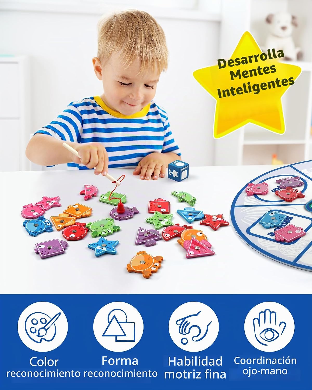 Coogam - Juguete Montessori para niños pequeños, juego de pesca mag...