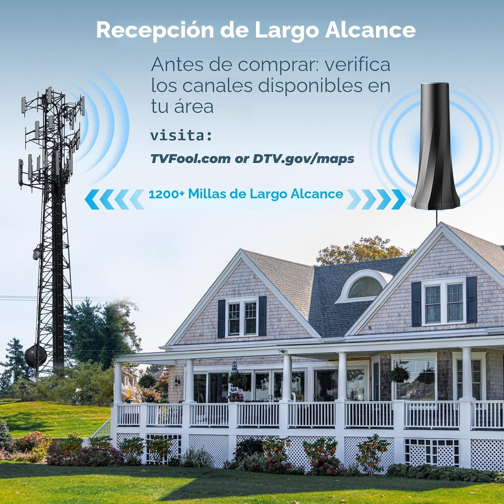 Antena de TV mejorada 2026 para Smart TV, antena digital para canales locales, antena de TV de rango de más de 3200 millas para interiores con señal de 360° más fuerte