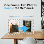 Paquete de 3 portarretratos magnéticos acrílicos de 4 x 4, marcos de fotos de acrílico festoneado, marco de fotos transparente de doble cara para escritorio, marco de fotos magnético