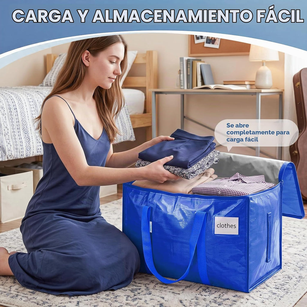 TICONN Paquete de 6 bolsas de mudanza extra grandes resistentes con cremalleras y asas de transporte, bolsas de almacenamiento duraderas para organizadores de armario y almacenamiento (paquete de 6