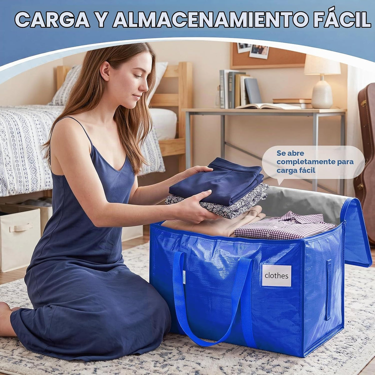 TICONN Paquete de 6 bolsas de mudanza extra grandes resistentes con cremalleras y asas de transporte, bolsas de almacenamiento duraderas para organizadores de armario y almacenamiento (paquete de 6