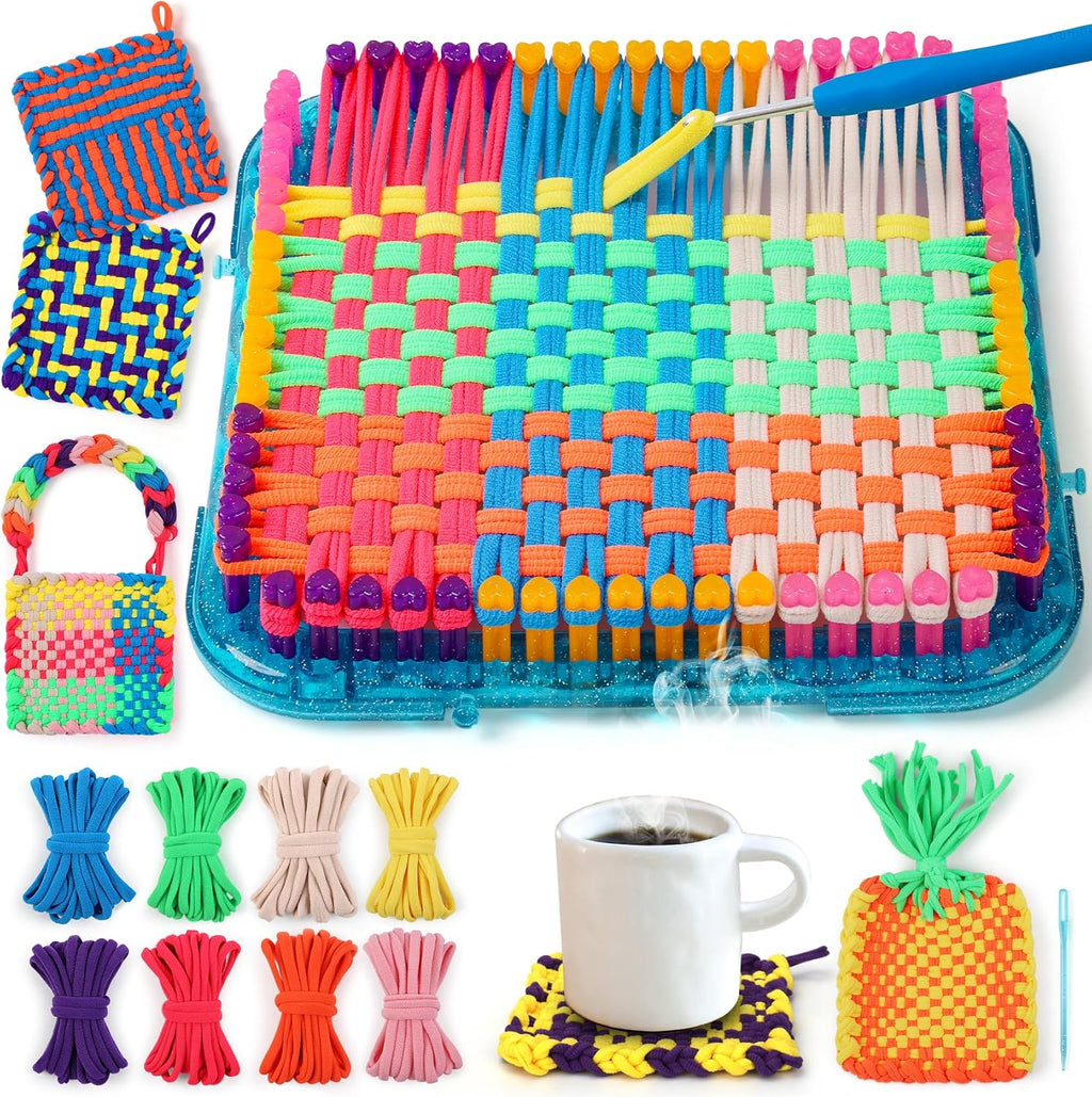 IQKidz Kit de telar de tejer, manualidades y manualidades para niños y adultos, regalo ideal para niñas de 5, 6, 7, 8 a 12 y 13 años, fácil actividad de tejer para principiantes, 224 bucles de manualidades