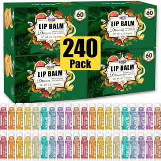 AZEN Paquete de 240 bálsamos labiales, bálsamo labial natural a gra...