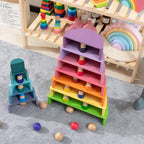 Juguete apilable de madera de arco iris, apilador de 12 piezas, bloques de construcción de rompecabezas de anidación extragrandes, juguetes educativos para niños pequeños