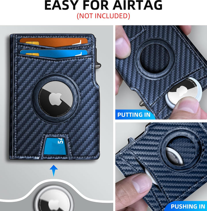 Miyozi - Billetera Airtag para hombre, con clip de dinero, estuche...