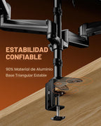 Soporte de Escritorio ErGear para Tres Monitores Compatible con Tres pantallas de 17–32 pulgadas