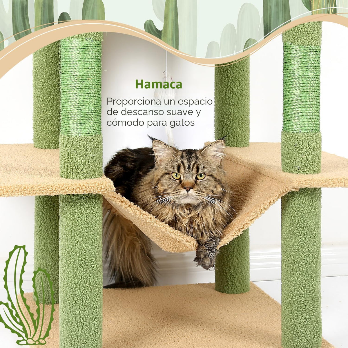 Globlazer - Torre para gato con forma de cactus de 76 pulgadas extra alta con varios niveles, muebles para gatos con condominios acogedores, juguetes interactivos y perchas para gatos grandes