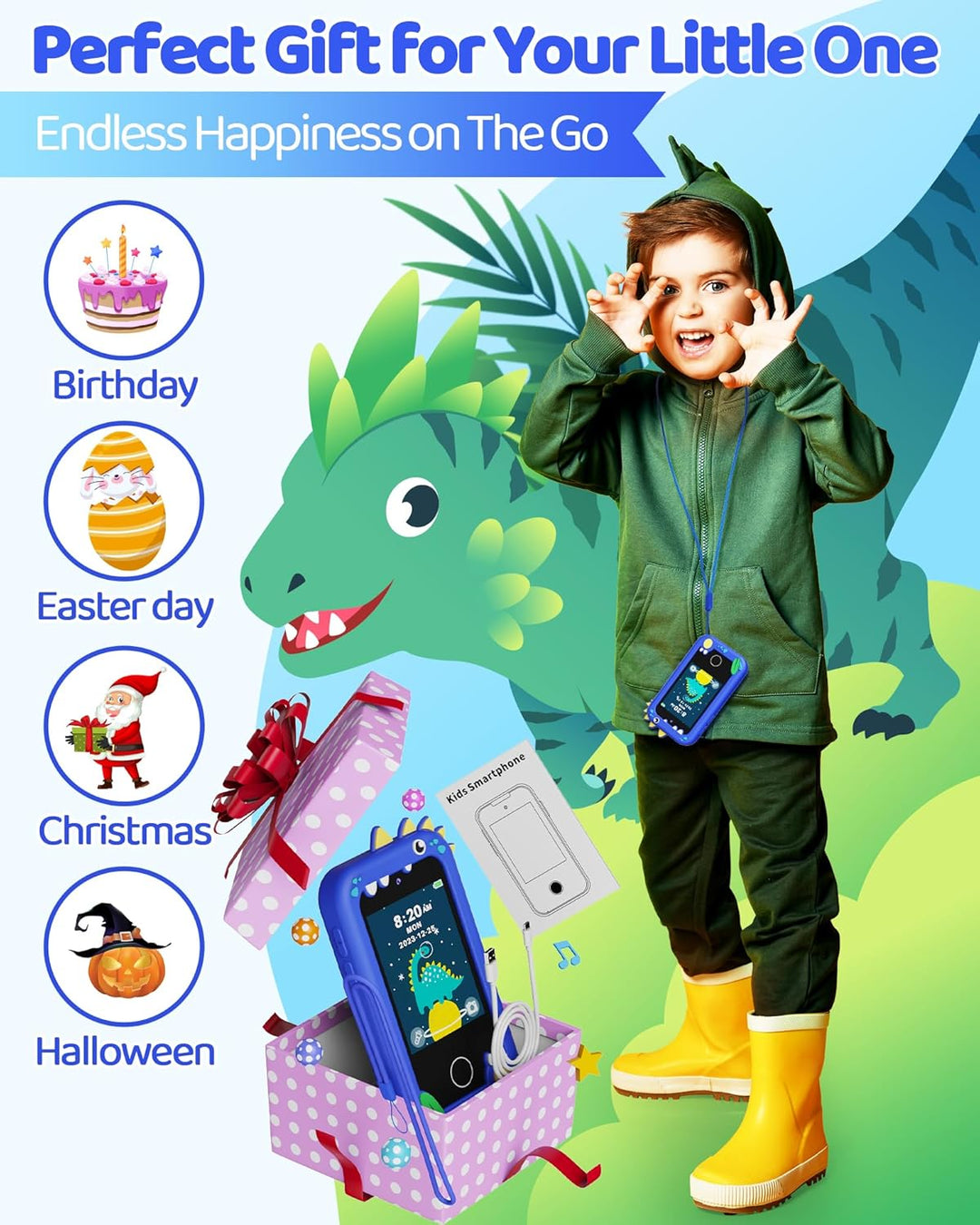 KOKODI - Teléfonos Inteligentes para Niños, Teléfono Celular con Pa...