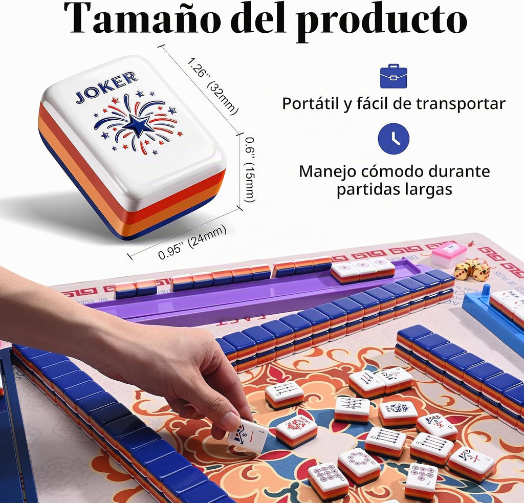 Juego de 160 azulejos de Mahjong americanos solamente, azulejos patrióticos de acrílico de 4 capas de Estados Unidos – Diseño patentado I+D hecho a medida para viajes de juego en casa (sin