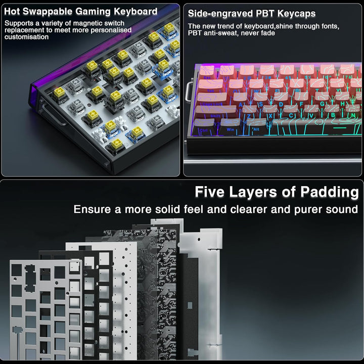 AULA Hero 68 HE 60% Teclado Gaming Cableado, Teclado con Interrupto...