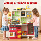 Juego de cocina para niños con luces, sonidos y vapor, juego de cocina grande para niños pequeños con fregadero, parrilla, juegos de comida para niños, accesorios de cocina de juguete, juego de cocina con bolsa de almacenamiento