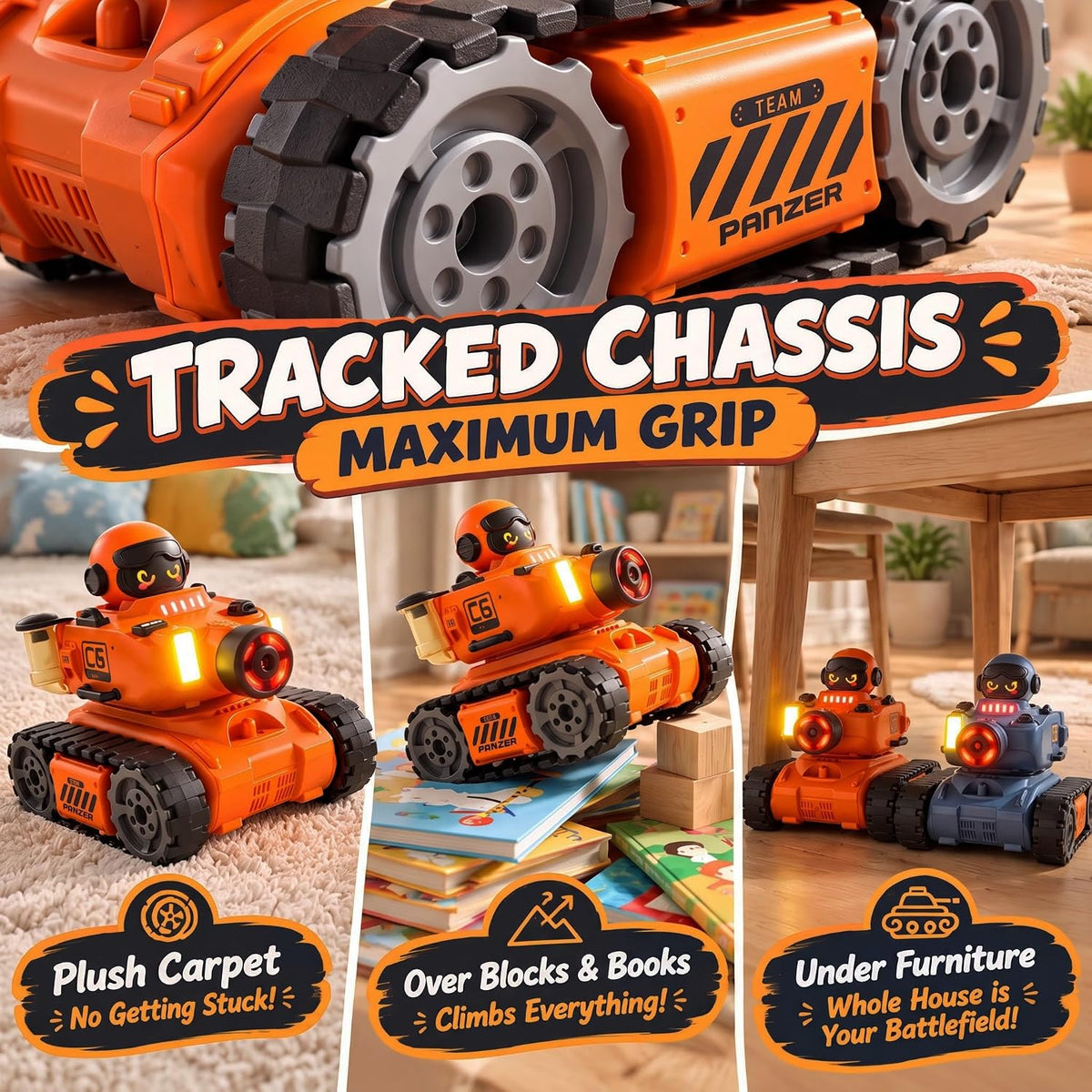 Juego de 2 tanques de batalla RC con control remoto para niños