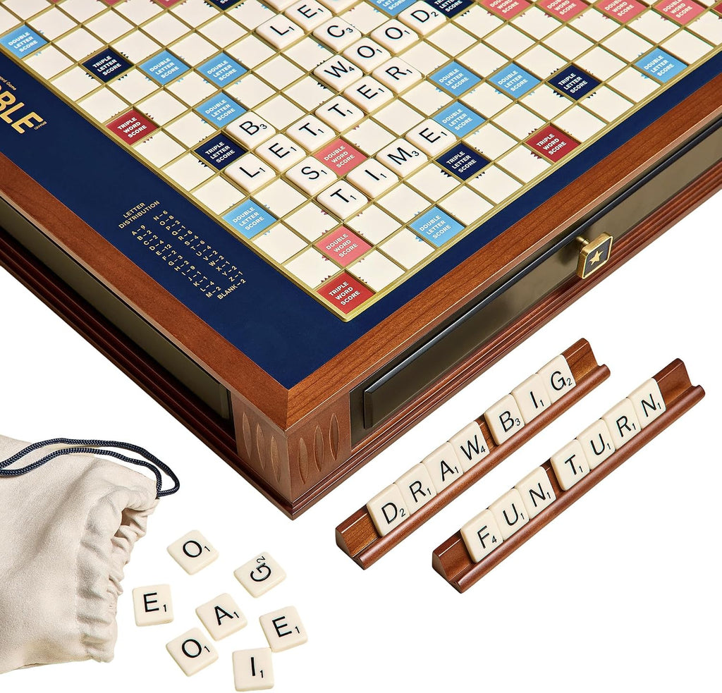 WS Game Company Scrabble Legacy Edition - Juego de mesa giratorio de madera