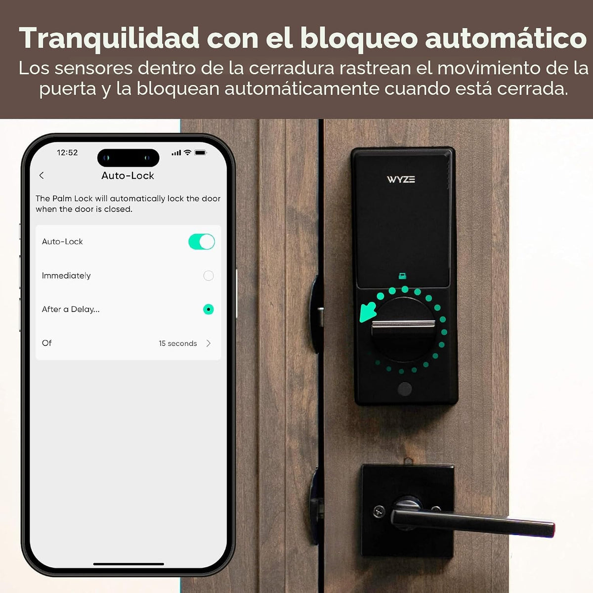 Wyze Cerradura de palma, cerradura de puerta inteligente con reconocimiento de vena de palma, cerraduras inteligentes de entrada sin llave para puerta delantera, teclado, bloqueo automático