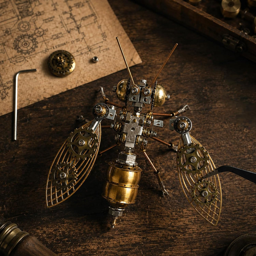 Steampunk Bumblebee 3D Kit de construcción de modelo de metal con herramientas