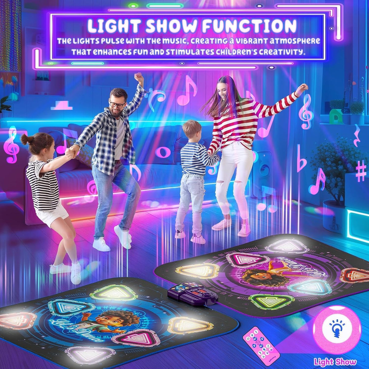Tapete de baile, recargable con luces, alfombra de baile para 2 jugadores en oposición, juguetes para niños