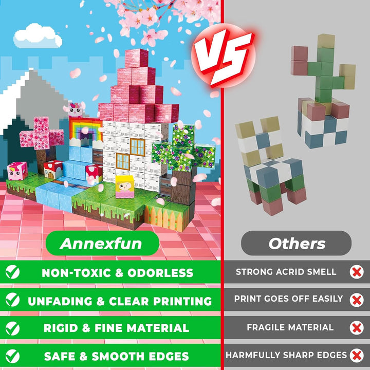 Annexfun Bloques magnéticos - 100 piezas de bloques de construcción...