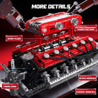 Mould King Kit de modelo de motor V12 que funciona – Juego de bloques de construcción de mini motores motorizados con batería y cambio de marchas, juguete STEM de construcción de automóviles para adultos, kit de ingeniería mecánica de bricolaje (más de