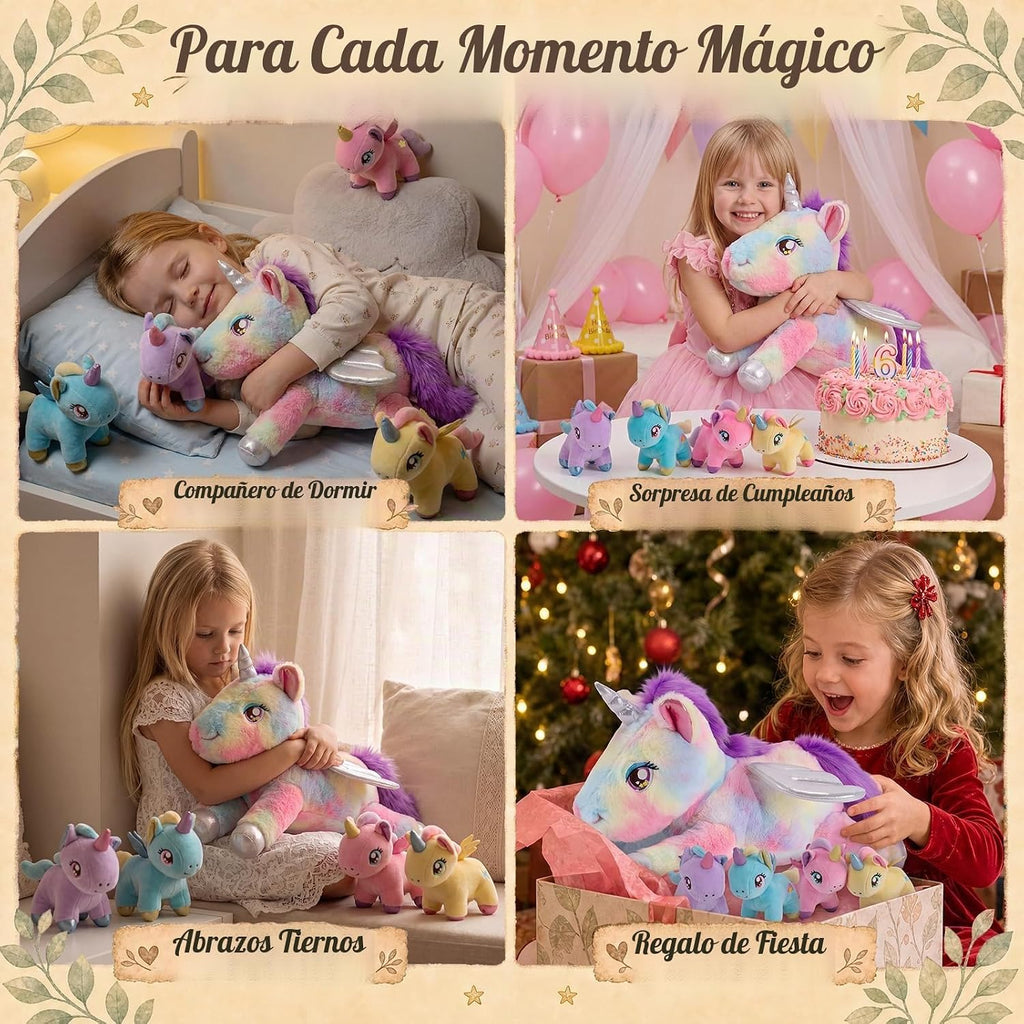 gnomantic Animales de peluche de unicornio con bebés en el interior