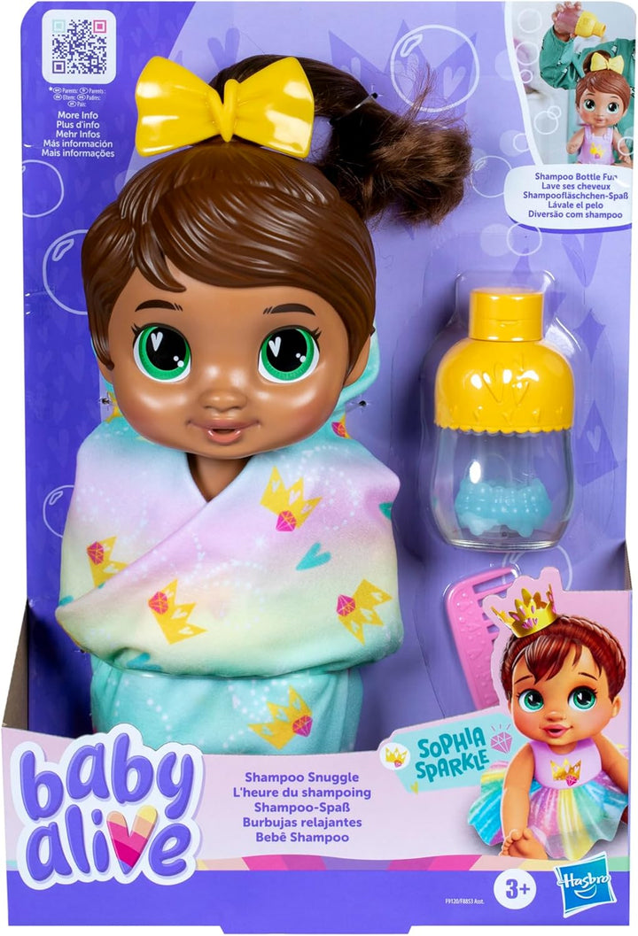 Baby Alive Shampoo Snuggle Sophia Sparkle Brown Hair - Juego de muñ...