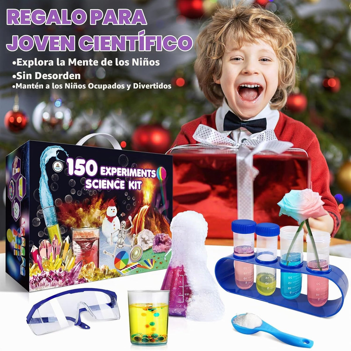 UNGLINGA 150 Experimentos Kit de Ciencias para Niños y Niñas, Juguetes Kit S.T.E.M Ideas de Regalos Cumpleaños Navidad, Química Romper Geodas, Volcán, Proyecto de Actividades Educativas de Física