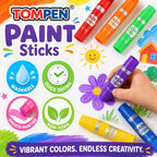 Varillas de pintura al temple para niños y artistas, paquete de 240 unidades, 12 colores vibrantes, no tóxicos, de secado rápido, colores clásicos del arco iris, lápices de pintura sólidos