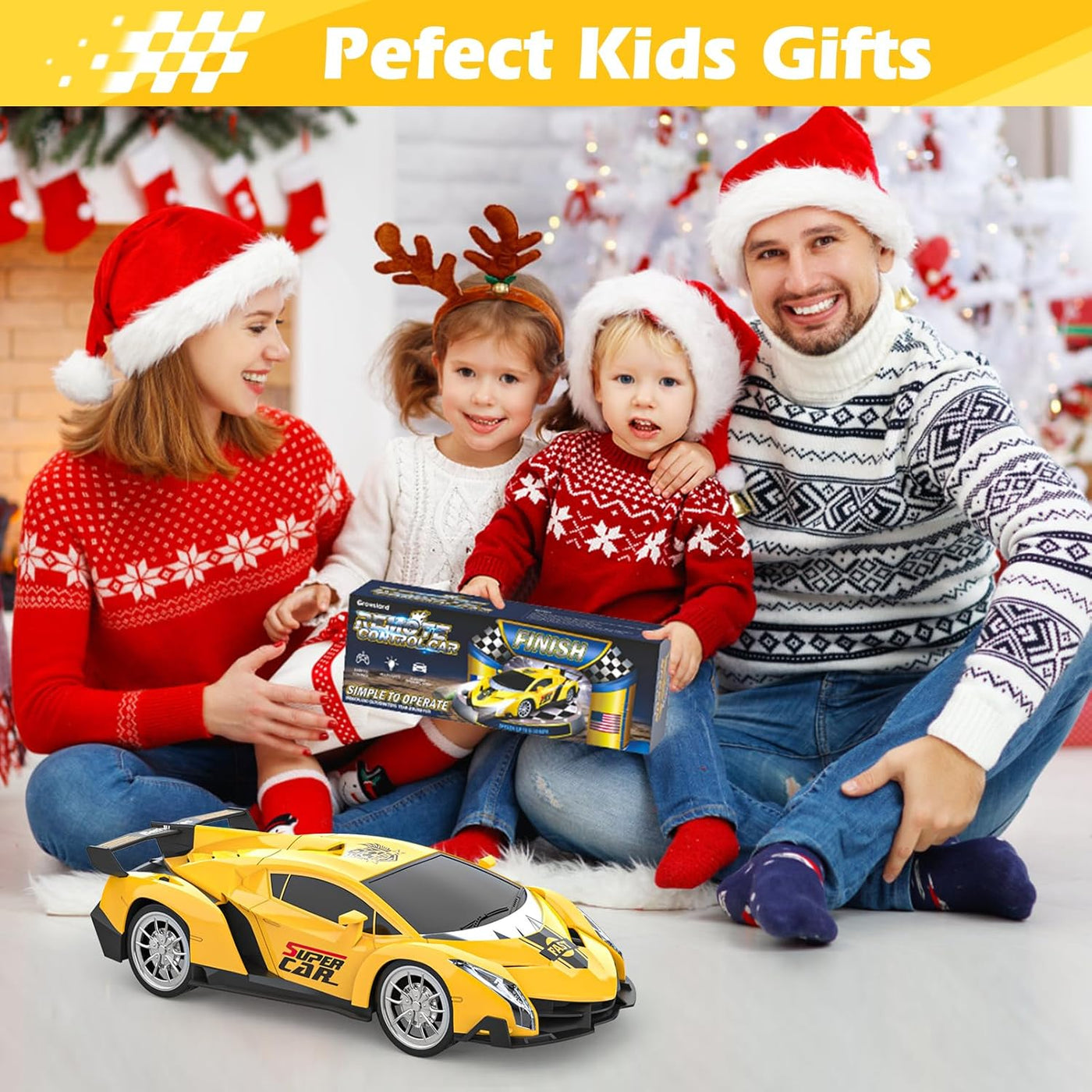 Growsland Coche de control remoto, autos RC para niños 1:18, auto e...
