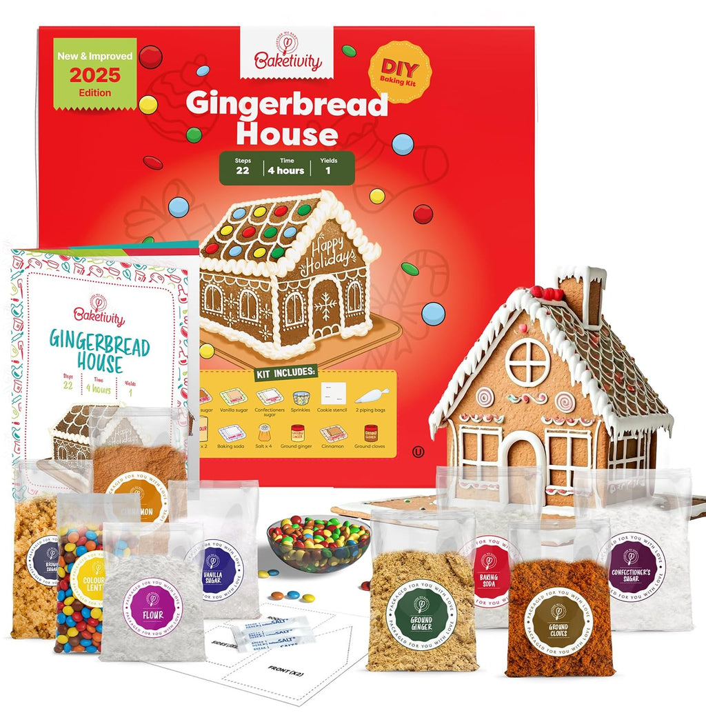 Baketivity Kit de hornear de casa de jengibre navideño