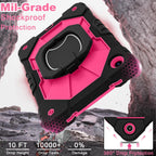 WESOROL Funda para Samsung Galaxy Tab A11 Plus Galaxy Tab A9 Plus de 11 pulgadas, a prueba de golpes para tableta Samsung A11+/A9+ con protector de pantalla con soporte giratorio de 360 grados, soporte para lápices, negro y rosa
