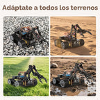 Robótica para niños de 12 a 16 años, brazo robot inteligente ACEBOTT 4 en 1 con 5DOF + auto tanque, kit de codificación de juguetes STEM compatible con Arduino y Scratch, aplicación y control remoto, para niños y adolescentes