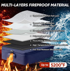 BALEINE Caja de documentos ignífuga con cerradura, bolsa portátil ignífuga para documentos impermeable, cajas de archivos a prueba de fuego para documentos, caja organizadora de archivos para papeleo