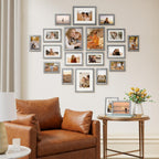 Paquete de 20 marcos de fotos para decoración de pared, color gris