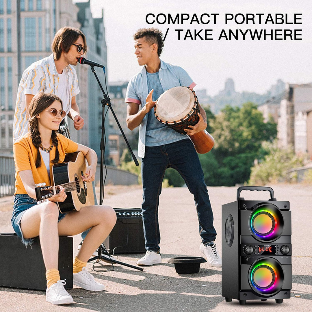 Altavoz Bluetooth portátil de 60 W (pico de 80 W) con doble subwoof...
