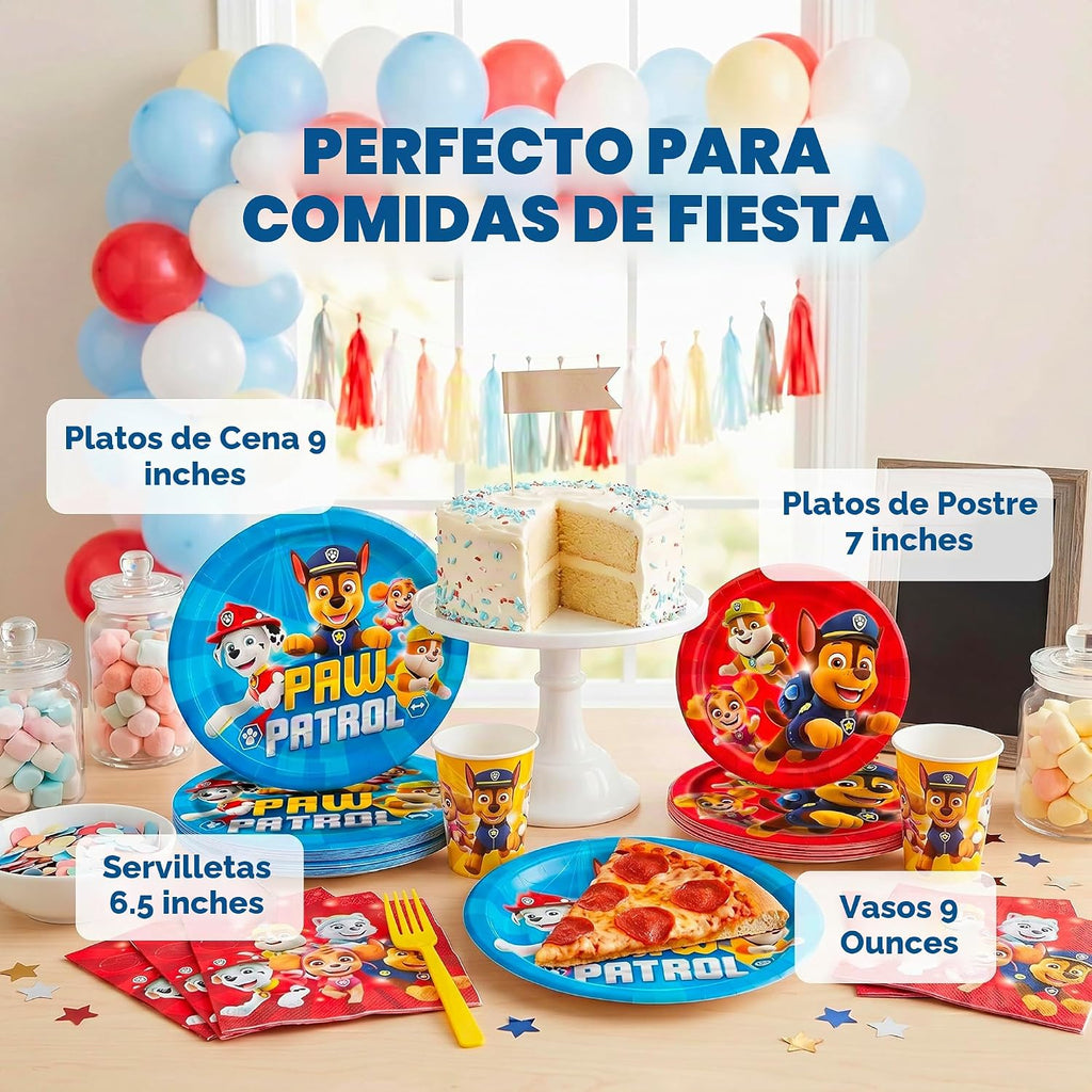 Unique Decoraciones de cumpleaños de Paw Patrol - Juego completo de vajilla