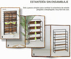 Estantería plegable extra ancha de 4 niveles sin montaje, estantes de almacenamiento vintage para dormitorio, sala de estar, oficina en casa