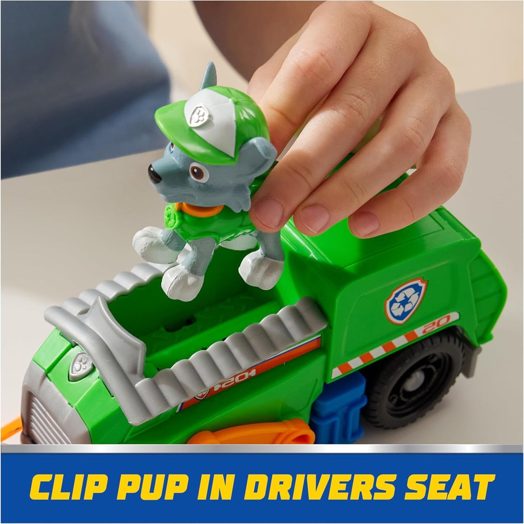 PAW Patrol, Camión de reciclaje de Rocky, juguete con figura de acc...