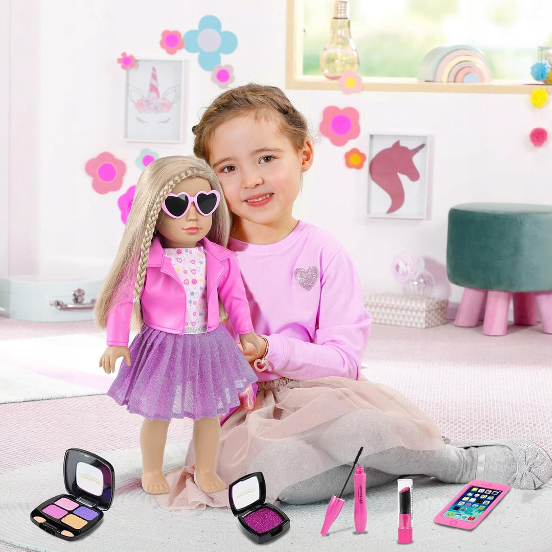 Juego de accesorios y ropa de maquillaje para muñecas estadounidens...