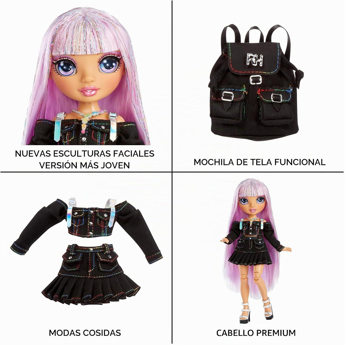 Rainbow High Avery Styles - Muñeca de moda posable de 9 pulgadas con accesorios y mochila, de 4 a 12 años
